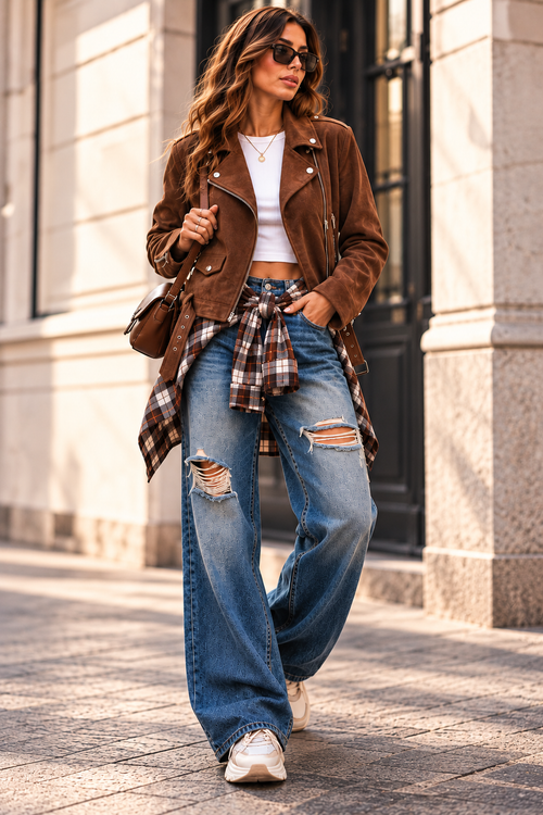 Giubbino donna marrone effetto scamosciato Nazzaro Shop