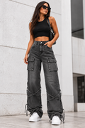 Jeans cargo donna grigio nero Nazzaro Shop